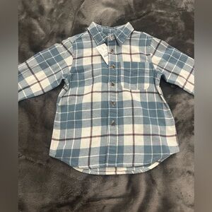 Crewcuts blue checkered flannel button up shirt